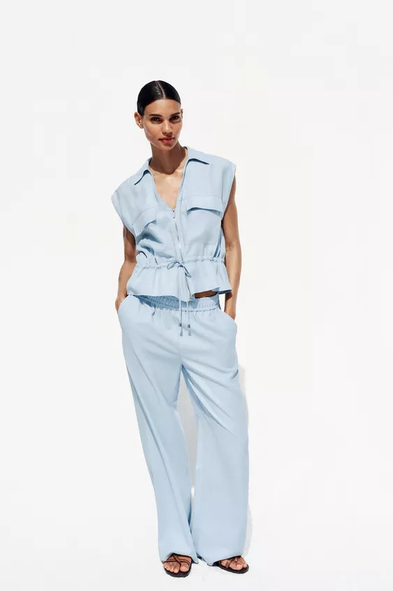 WIDE-LEG TROUSERS WITH ELASTIC WAIST | Zara UK