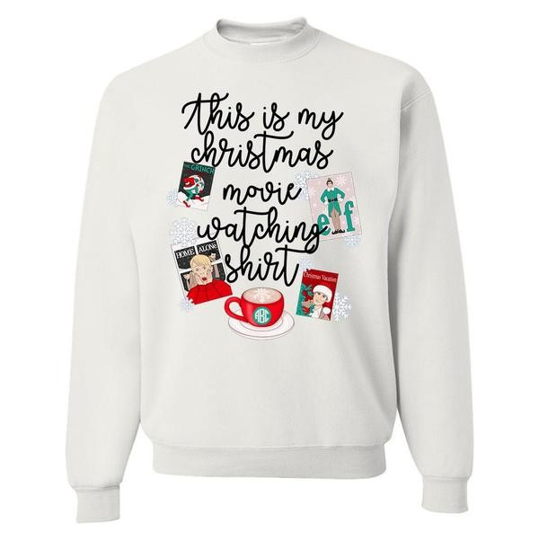 Monogrammed 'This Is My Christmas Movie Watching Shirt' Crewneck Sweatshirt | United Monograms