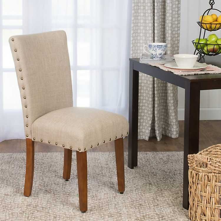 Sand Nailhead Parsons Dining Chairs, Set of 2 | Kirkland's Home