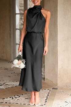 PRETTYGARDEN Women's Summer Satin Maxi Cocktail Dress | Amazon (US)