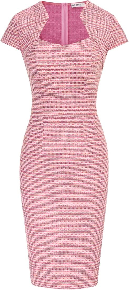 GRACE KARIN Women's Gorgeous Work Pencil Dress Cap Sleeve Sexy Bodycon Dress | Amazon (US)