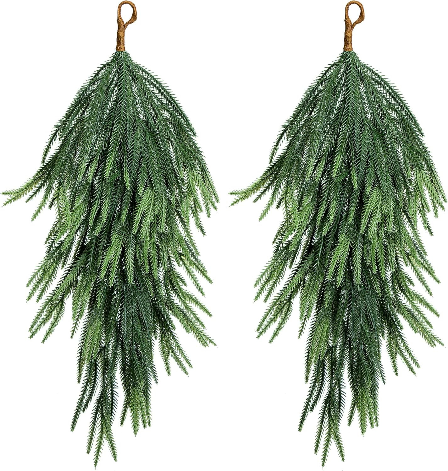 2 Pcs Artificial Christmas Teardrop Swag, 28" Faux Pine Needles Teardrop Door Swag, Christmas Nor... | Amazon (US)