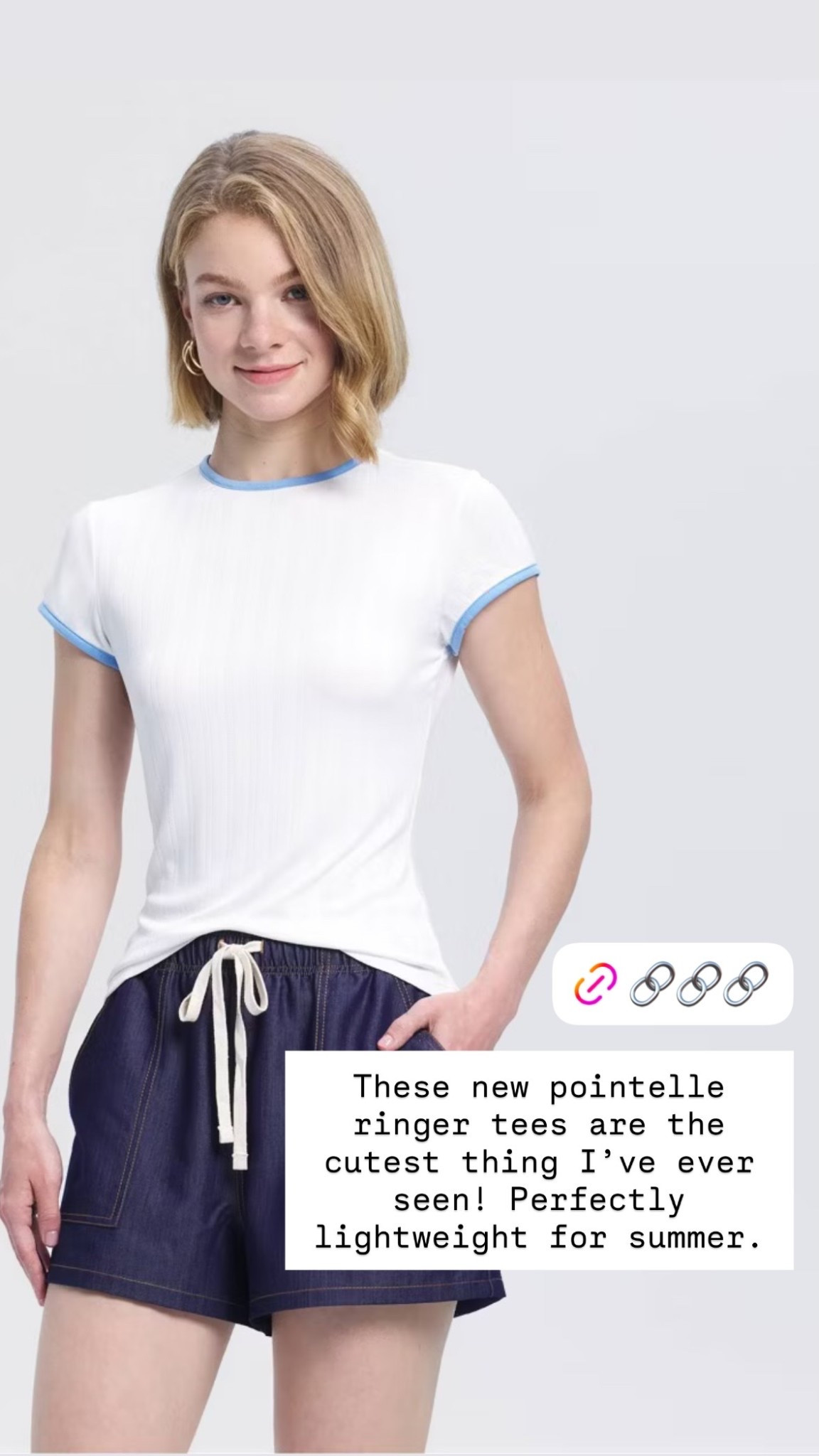 These new pointelle ringer tees are the cutest thing I’ve ever seen! Perfectly lightweight for summer.