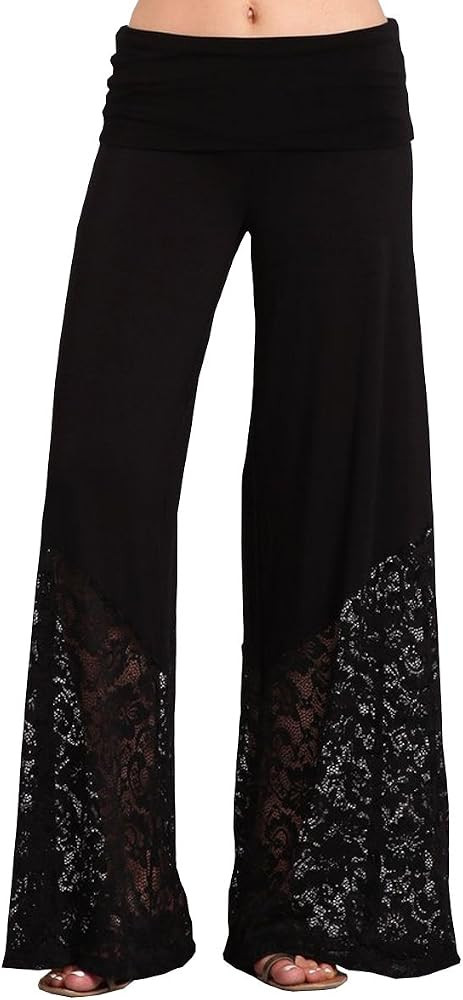 HEYHUN Womens Casual Tie Dye Solid Wide Leg Bottom Boho Hippie Lounge Palazzo Pants S-3XL | Amazon (US)
