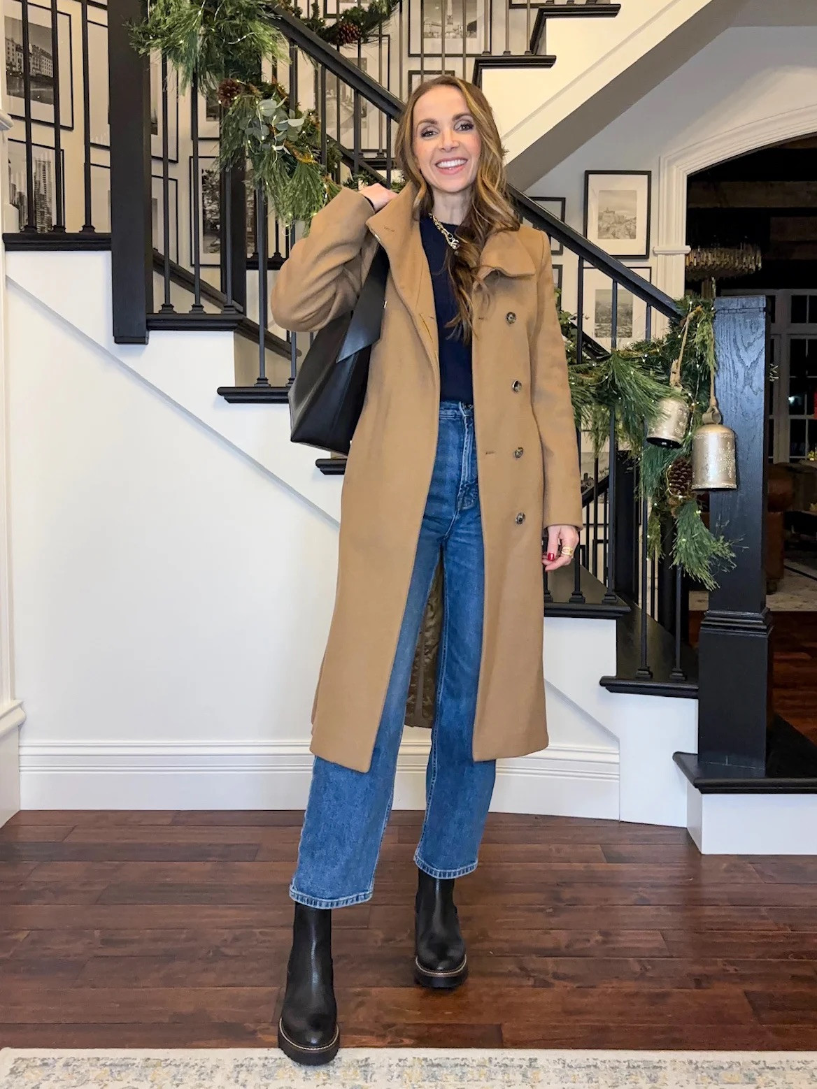 Layered winter style with @quince navy sweater + tan wool coat with accessories 

#LTKSeasonal #LTKStyleTip