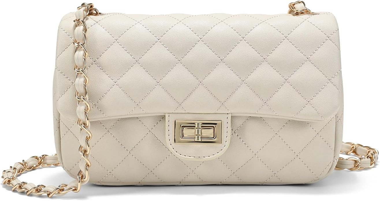 Quilted Crossbody Bags for Women, Small Soft Shoulder Handbags, Ladies Mini Vegan Leather Clutch ... | Amazon (US)