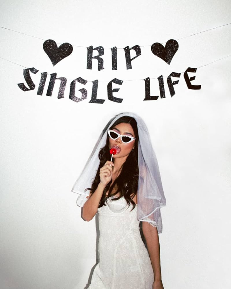 xo, Fetti RIP Single Life Glitter Banner - Black, 5 Ft. | Bachelorette Party Decorations, Fun Bac... | Amazon (US)