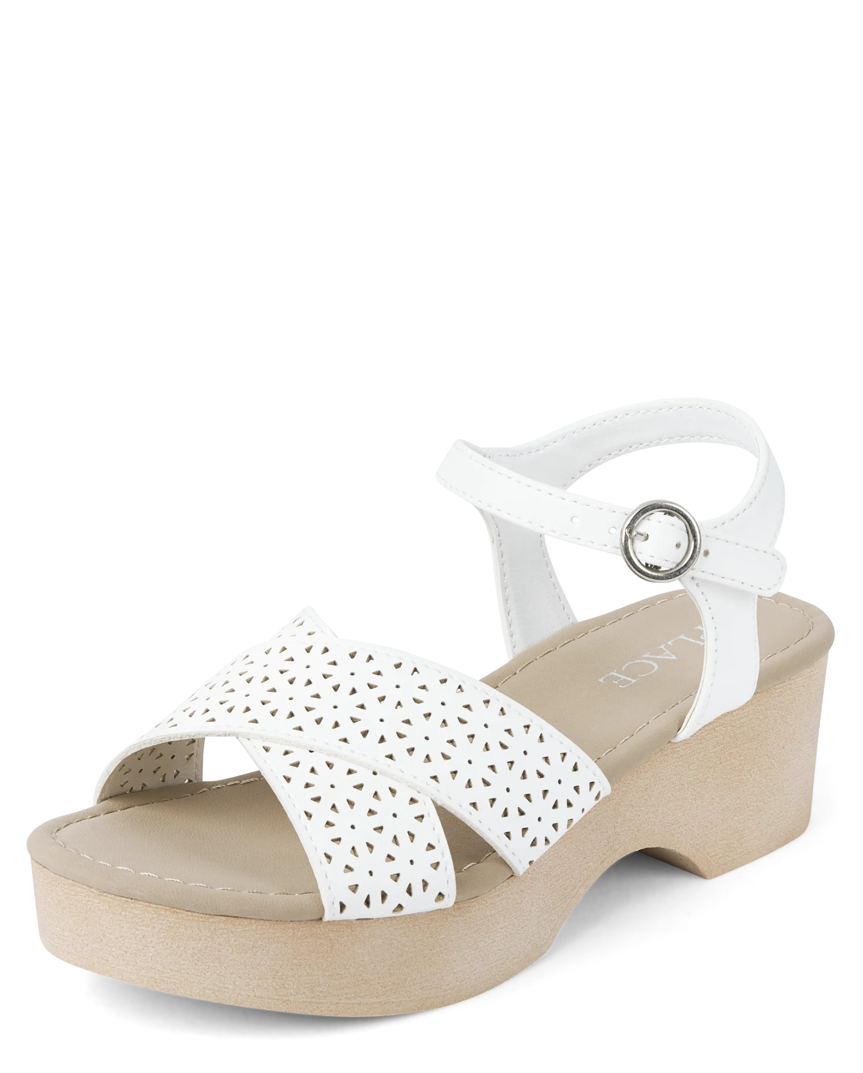Girls Perforated Platform Sandals - white | The Children's Place