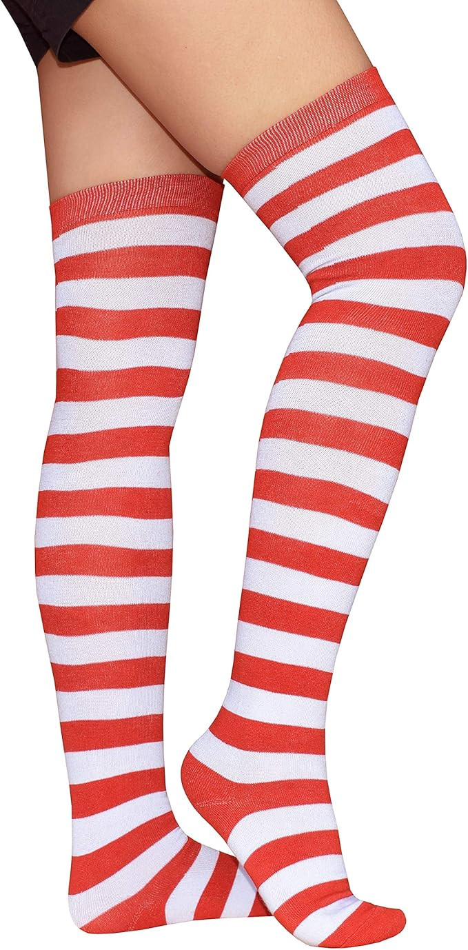 Raylarnia Women's Extra Long Opaque Striped Over Knee High Stockings Socks… | Amazon (US)