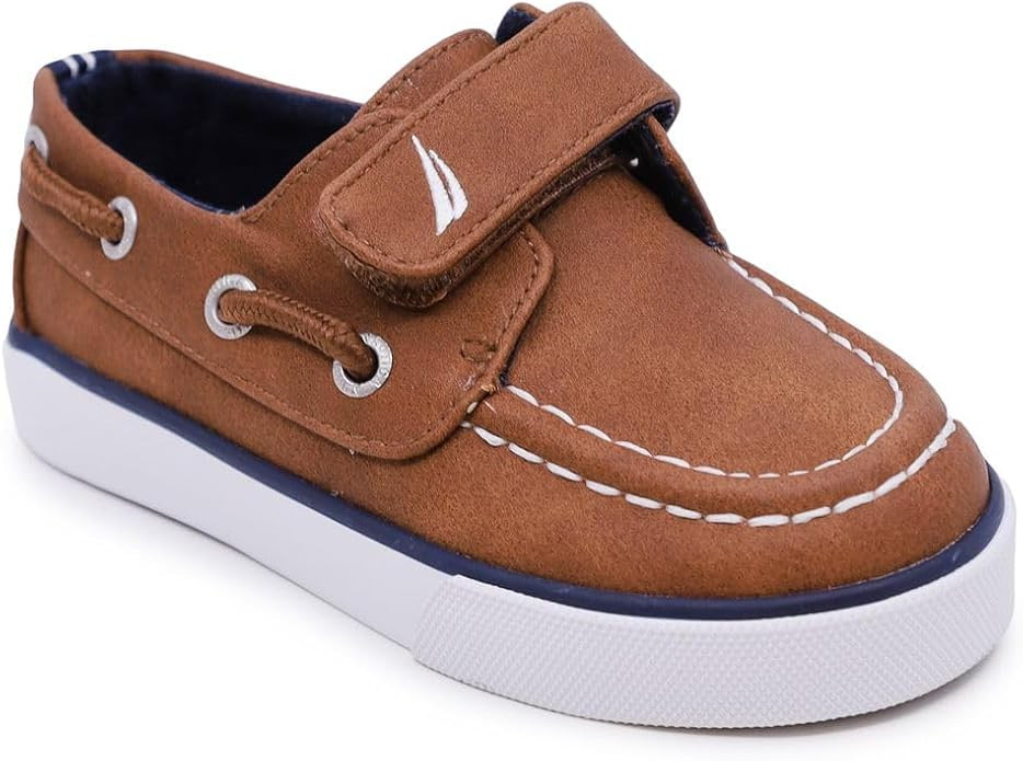 Nautica Toddler Boat Shoes with Easy Strap, Classic Slip-On Moc Toe Design, Comfortable Everyday ... | Amazon (US)