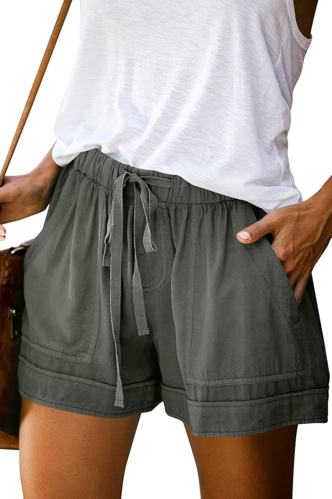 FEKOAFE Womens Shorts 2026 Comfy Summer Drawstring High Waist Cotton Shorts for Women Trendy(S-2X... | Amazon (US)