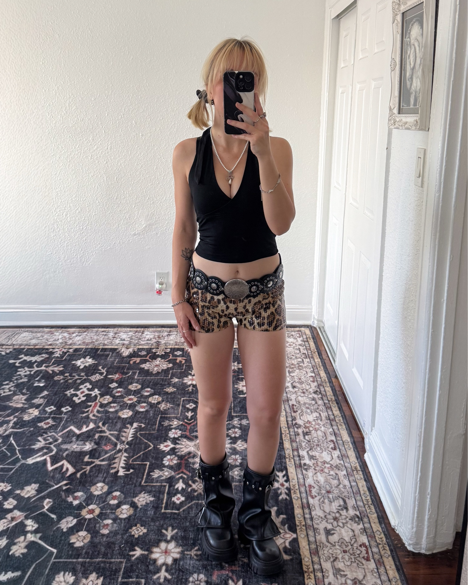cheetah print micro shorts festival outfit 🐆🎡✨

fit is from @Beginning Boutique US  🖤

boots are from asyllumm

#LTKootd #LTKFestival