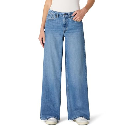 Amazon Essentials Women's Ultra Soft Mid-Rise Wide Leg Jeans, Slate Blue Wash, 10 | Amazon (US)