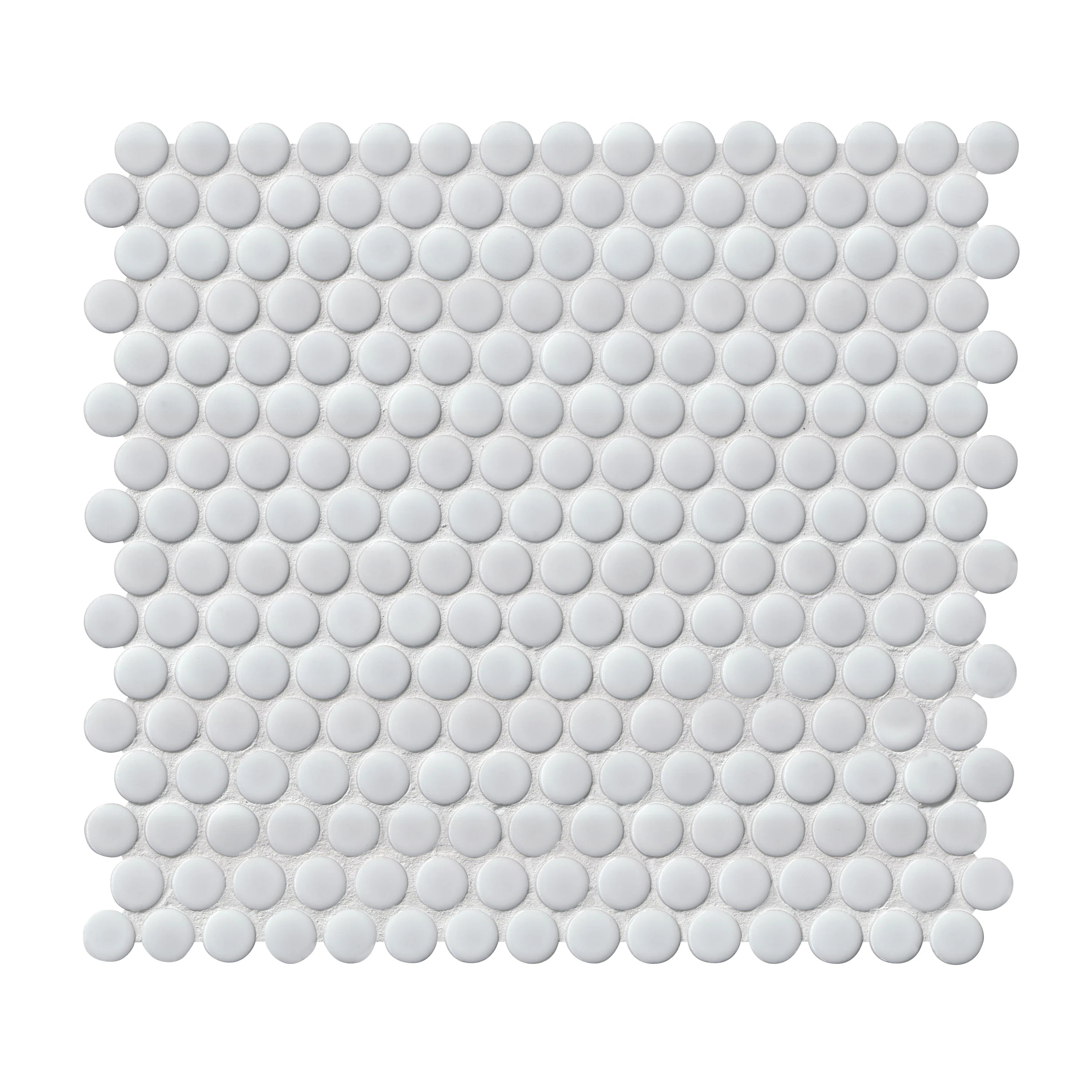 Silica White Glossy Penny Round 12 in. x 13 in. Porcelain Mosaic Floor and Wall Tile | Wayfair North America