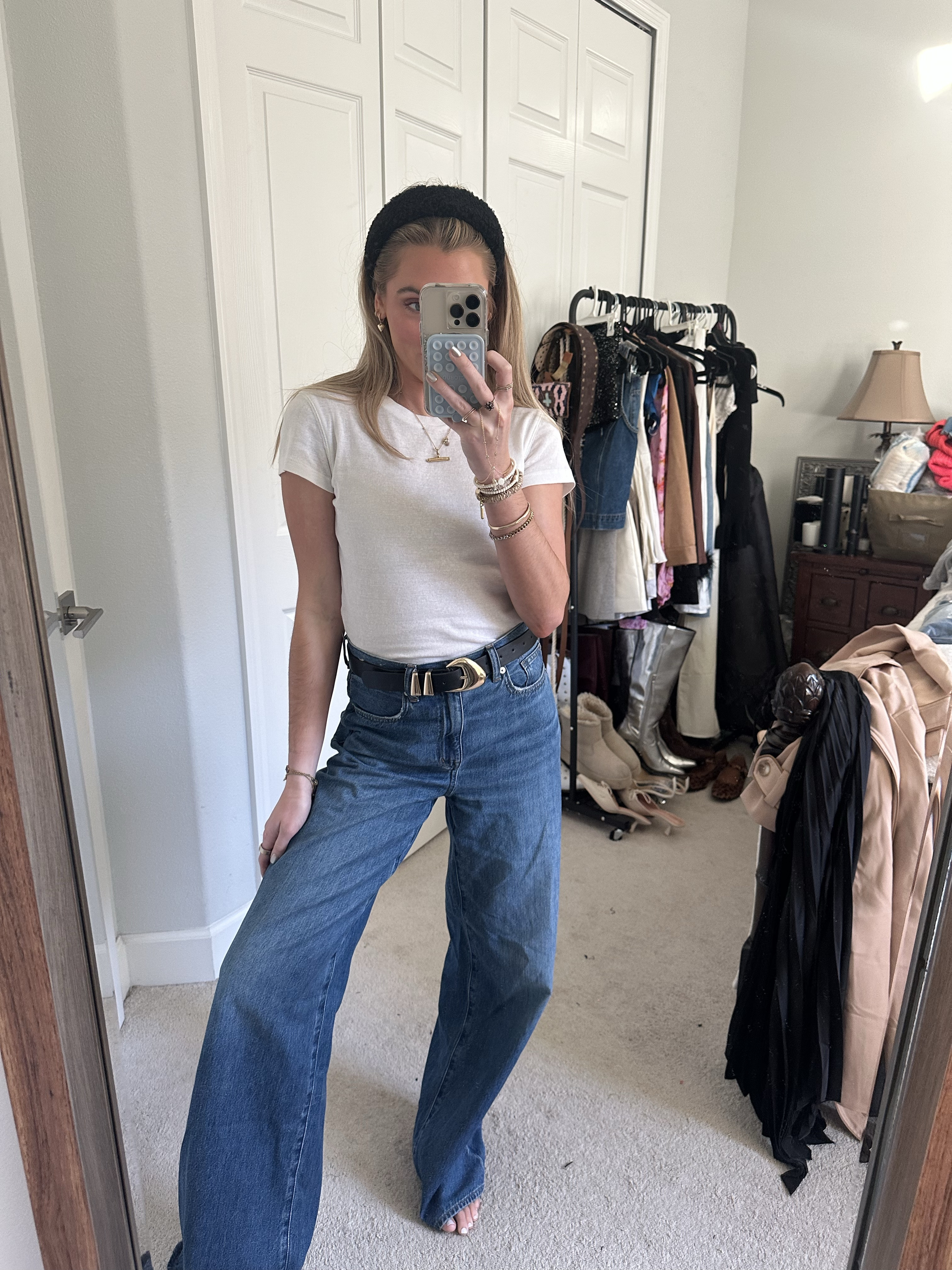 Amazon XZQTIVE Women's Leather Belts for Jeans Dress Pants Black Brown Belts for Women Ladies Waist Belts with Gold Buckle. Black belt. Aureum collective belt dupe. Madewell wide leg jeans. Cocolillys white tee

#LTKSeasonal #LTKFindsUnder100 #LTKHoliday