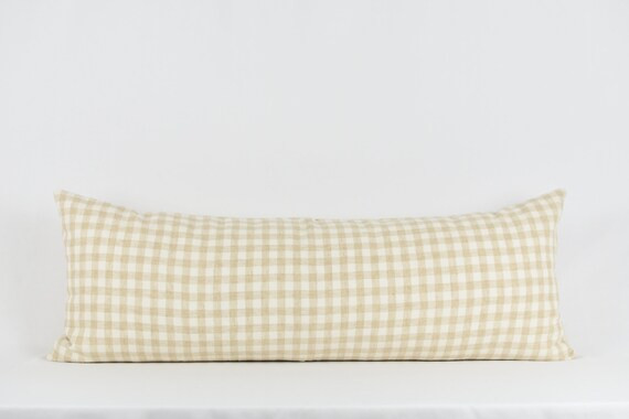 Tanya Long Lumbar - Woven Gingham Neutral pillow cover | Etsy (US)
