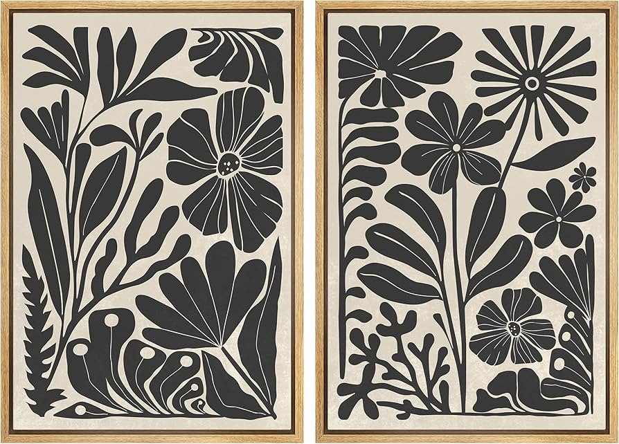 MUDECOR Framed Canvas Wall Art Abstract Floral Botanical Prints Minimalist Modern Art Boho Wall D... | Amazon (US)