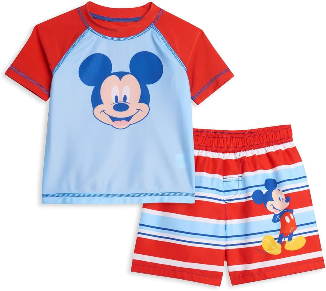 Disney Mickey Mouse Rash Guard and Swim Trunks Outfit Set Infant to Toddler | Amazon (US)