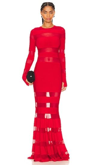 x REVOLVE Spliced Dress Fishtail Gown in Tiger Red | Revolve Clothing (Global)