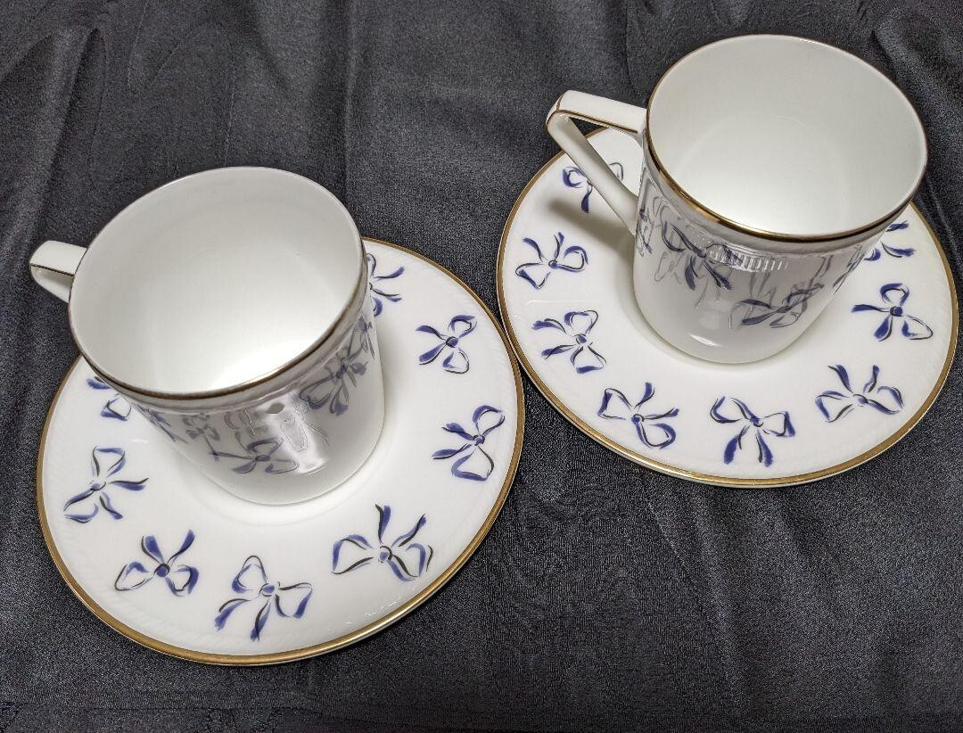 YVES SAINT LAURENT Tea Cup & Saucer Pair  BoneChina White Ribbon Pattern  | eBay | eBay US