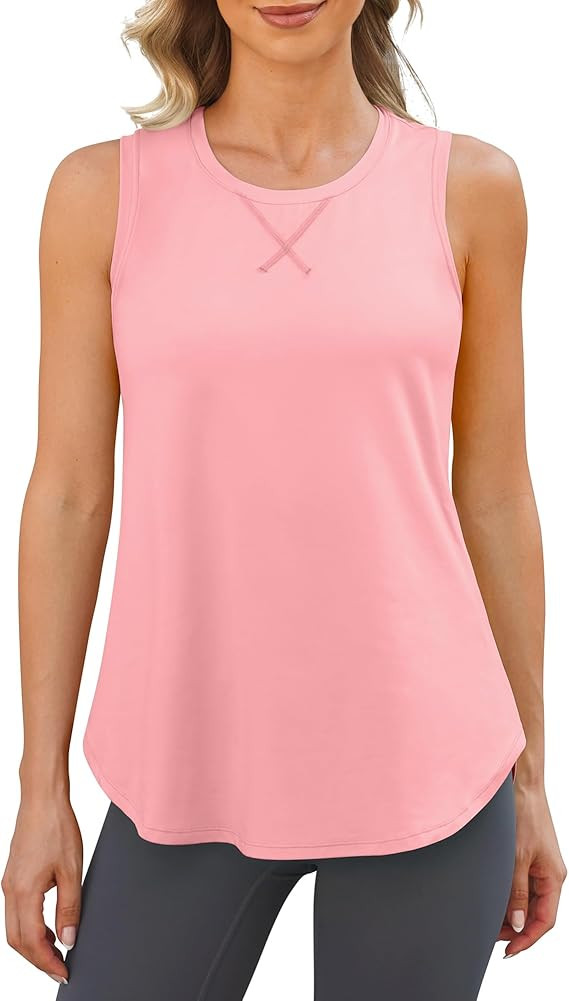 G4Free Racerback Workout Tank Tops for Women High Neck Athletic Long Tanks Fast Dry Sleeveless Pi... | Amazon (US)
