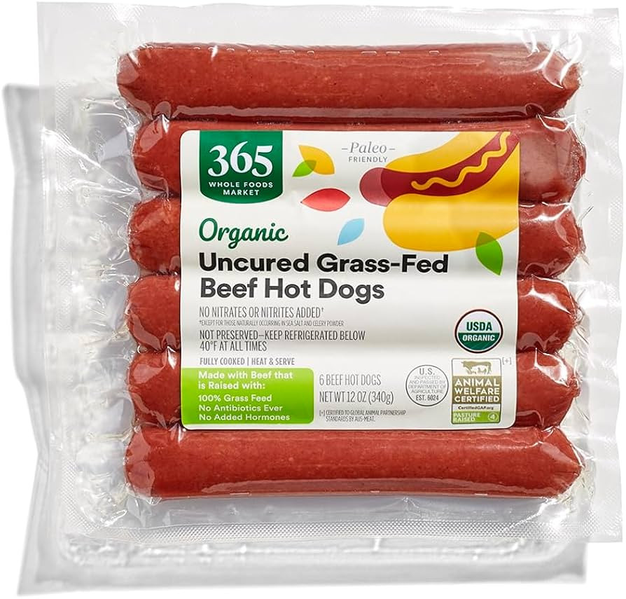 365 by Whole Foods Market, Organic Uncured Grass-Fed Beef Hot Dogs, 12 oz | Amazon (US)