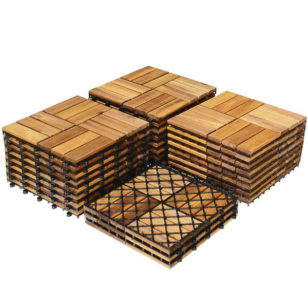 Patiojoy 27pcs Patio Interlocking Tiles Acacia Slat Wood Garden Indoor &outdoor | Wayfair North America