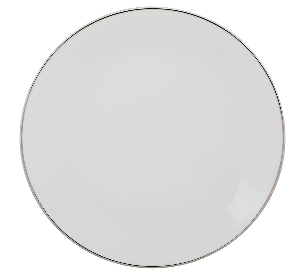 Metallic Rim Coupe Porcelain Dinner Plates, Set of 6 - Silver | Pottery Barn (US)