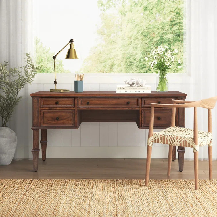 Stratton Solid Wood Desk with Built-in Outlets | Wayfair North America