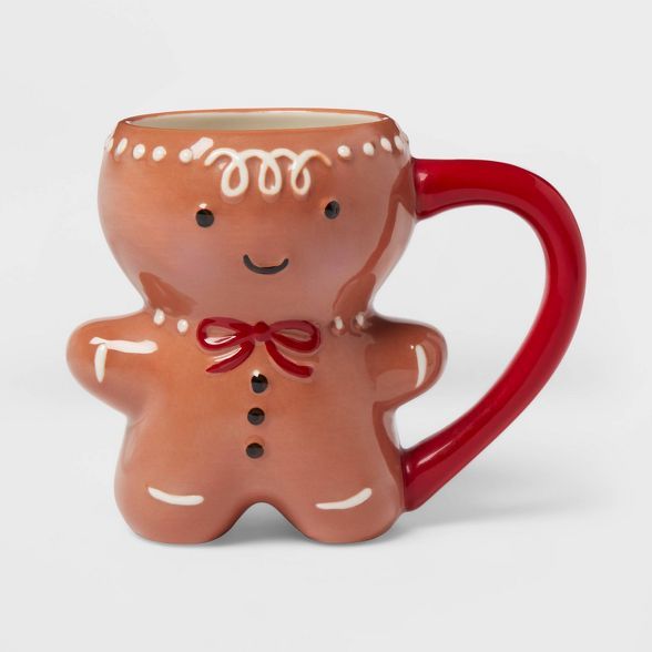 11oz Stoneware Gingerbread Man Christmas Mug Brown - Threshold™ | Target