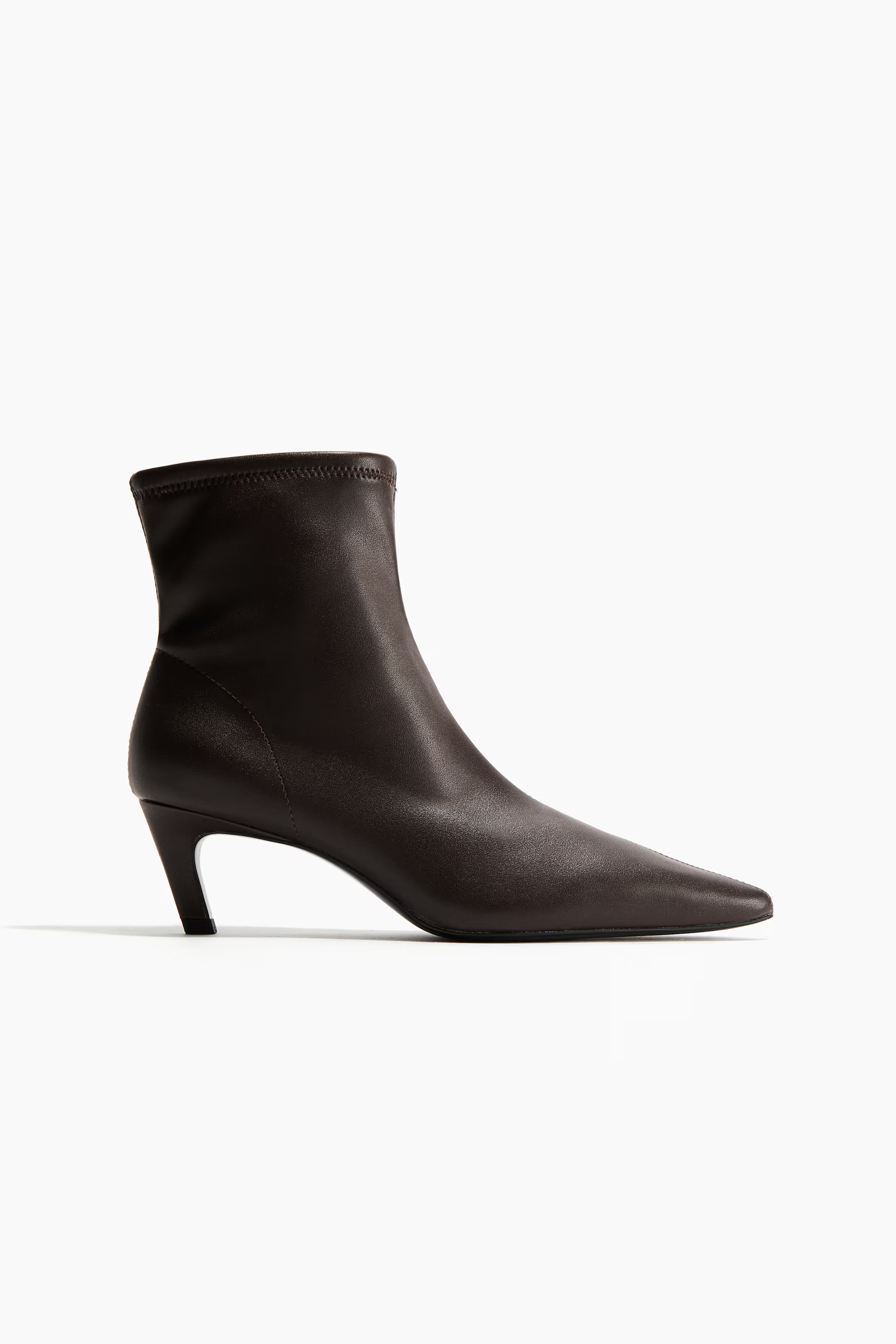 Heeled sock boots - Dark brown - Ladies | H&M GB | H&M (UK, MY, IN, SG, PH, TW, HK)