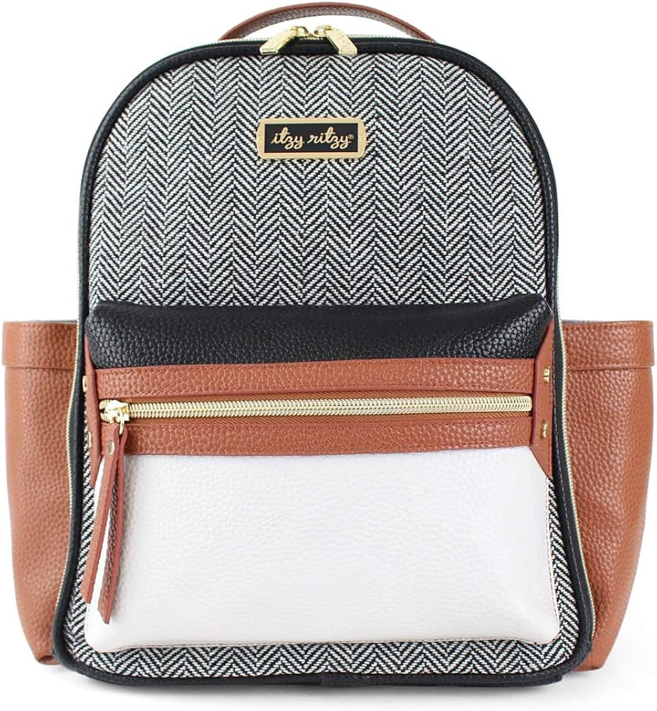 Itzy Ritzy Mini Diaper Bag – Chic Backpack with Vegan Leather Changing Pad, 8 Total Pockets (4 ... | Amazon (US)