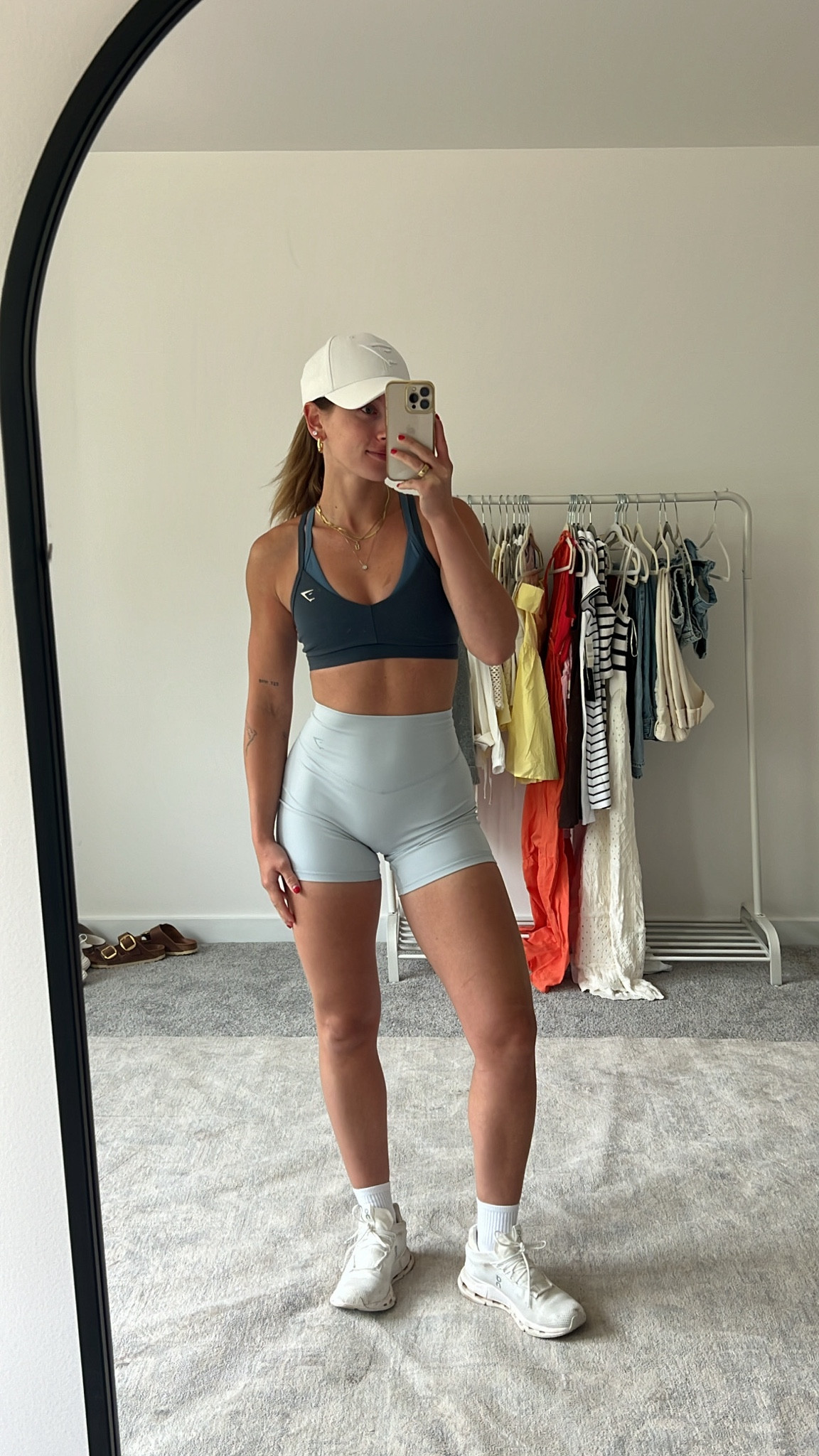 6/1/24 Workout outfit of the day 🫶🏼 Use code "VANESSAF" for $$ off @gymshark Gymshark workout set, gymshark biker shorts set, gym outfits, gym outfits aesthetic, gym outfit ideas, gym sneakers, white sneakers, aesthetic gym outfits, blue biker shorts set,  blue gym outfit

