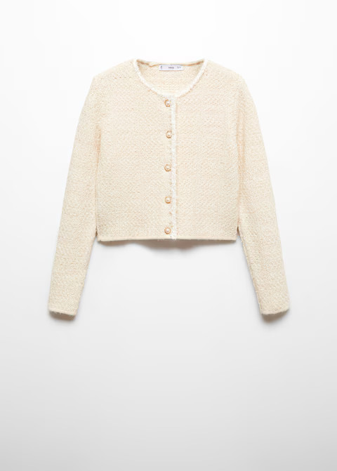 Knitted cardigan with jewel button  -  Women | Mango USA | MANGO (US)