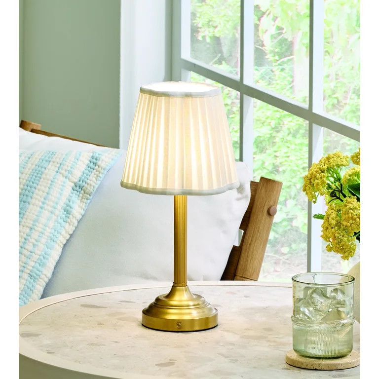 Better Homes & Gardens 13" White Shade Rechargeable Portable Lamp | Walmart (US)