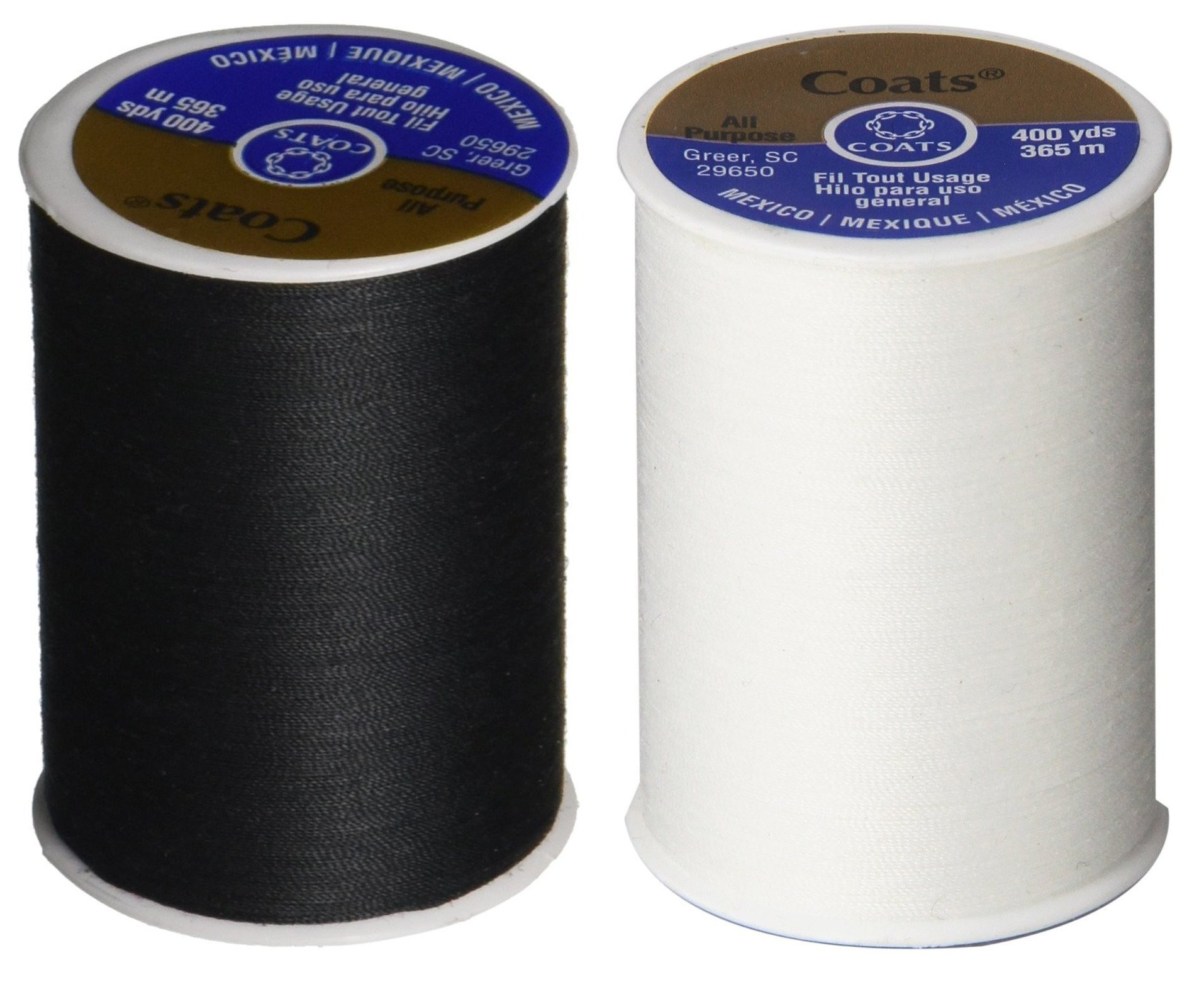 2-Pack - BLACK & WHITE - Coats & Clark Dual Duty All-Purpose Thread - One 400 Yard Spool each of ... | Amazon (US)