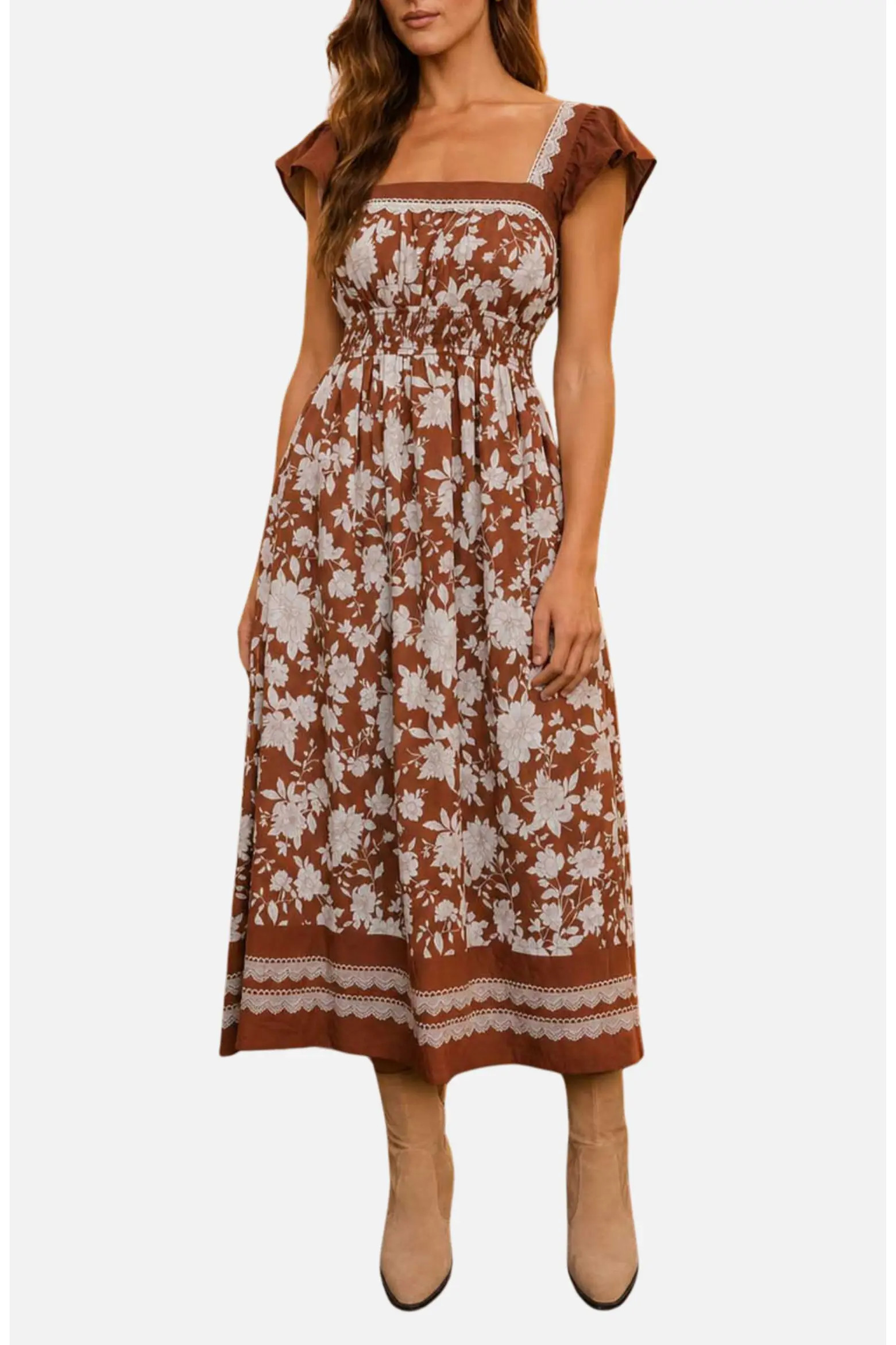 Blu Pepper Floral Flutter Sleeve Midi Dress (Women) | Nordstromrack | Nordstrom Rack