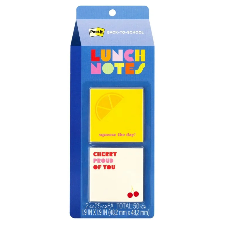 Post-it Lunch Notes, Bright Multi-Colored, 1.9 in x 1.9 in, 2 pads | Walmart (US)