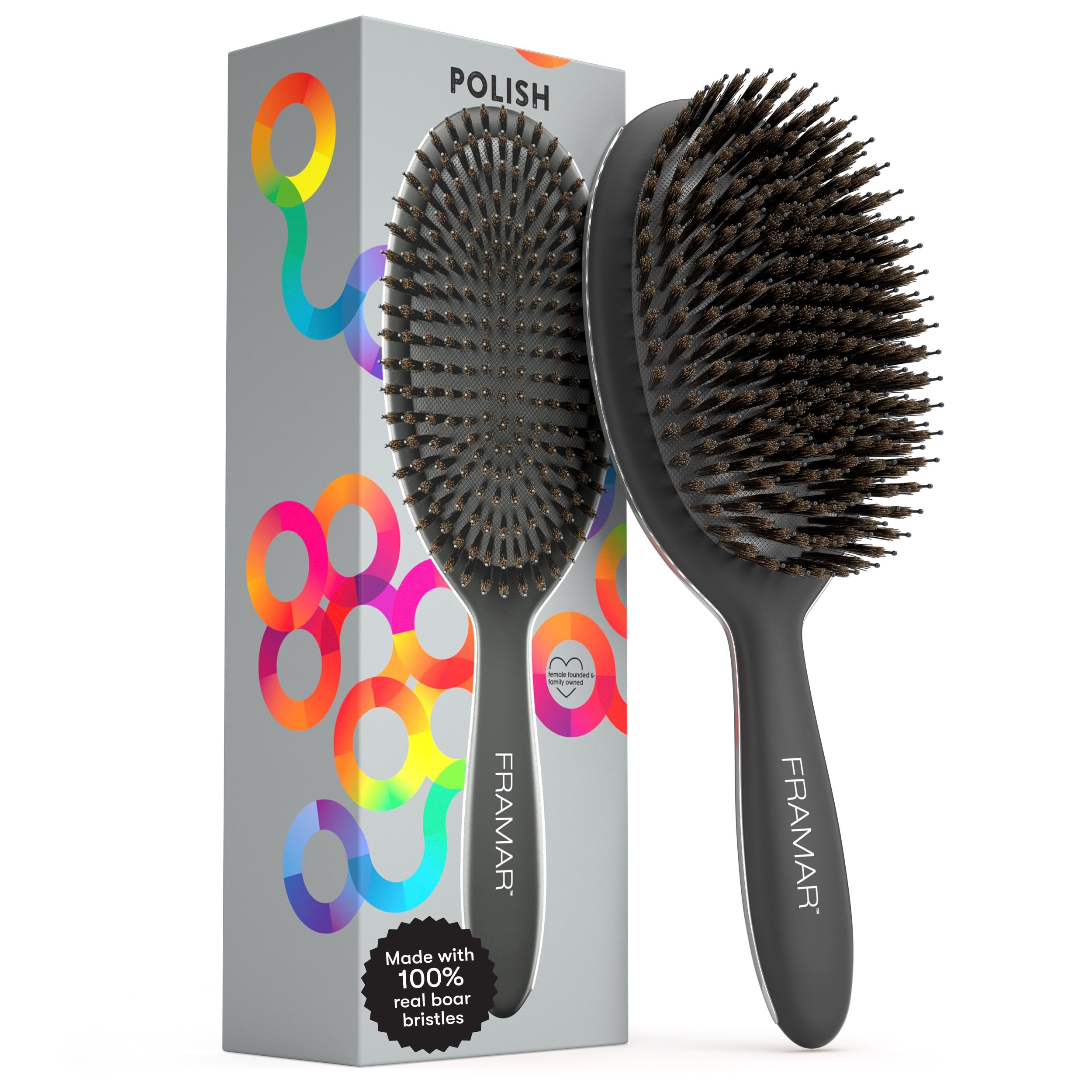 FRAMAR Soft Boar Bristle Hair Brush For Women – Boars Hair Brush For Women, Boar Brush For Fine... | Amazon (US)