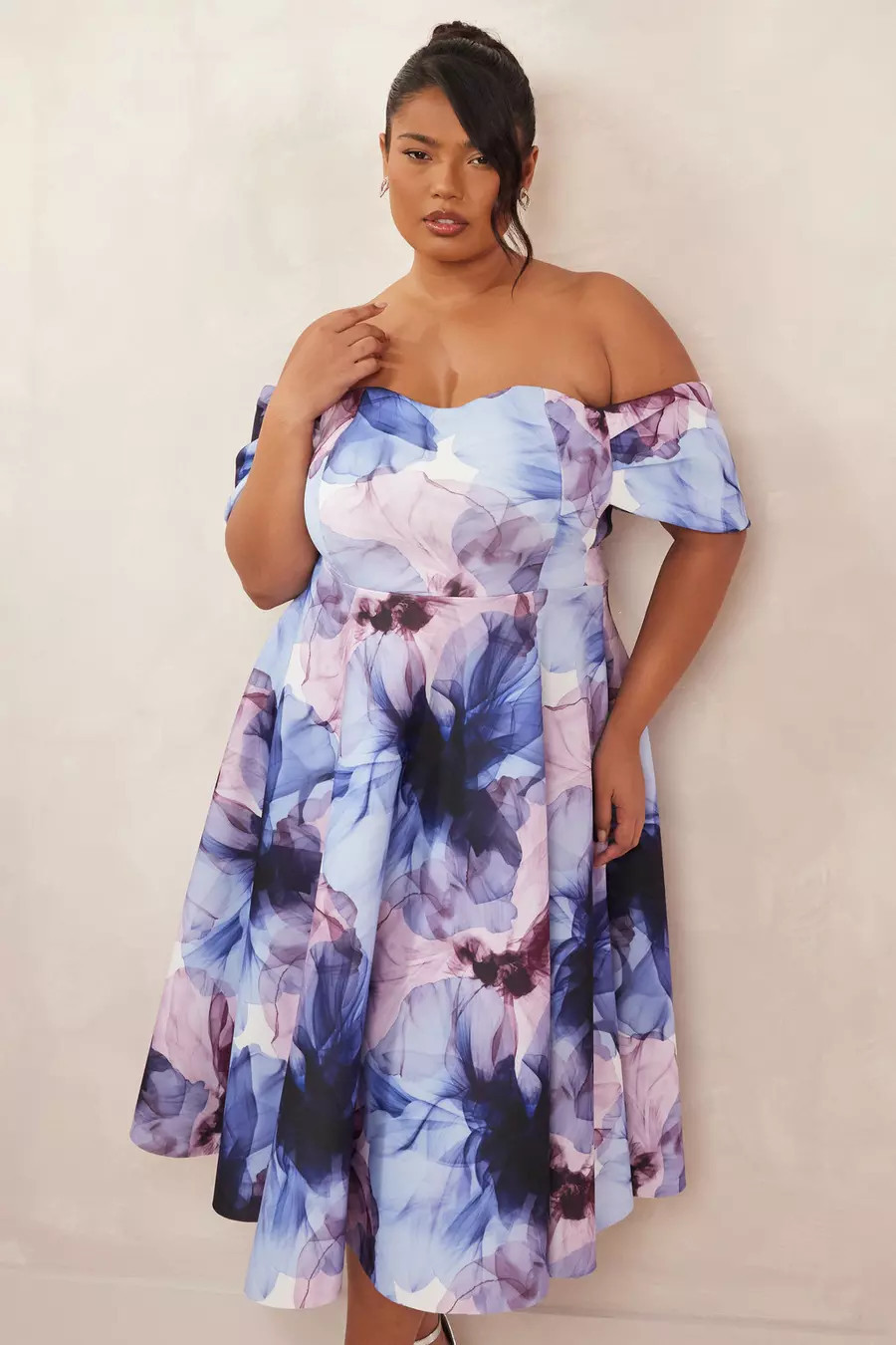 Curve Floral Bardot Midi Dress | Quiz Clothing