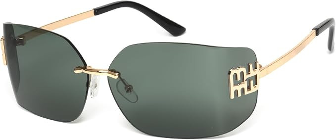 KENBO Rimless Y2K Sunglasses for Women Men UV400 | Wrap Around Designer 90s Frameless Shades Fash... | Amazon (US)