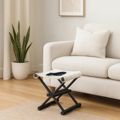 Modern Folding Accent Stool With Cow Print Pattern For Home Decor - Stylish Vanity Backless Stool Or Footstool For Bedroom And Living Room Decor - 19 | Wayfair North America