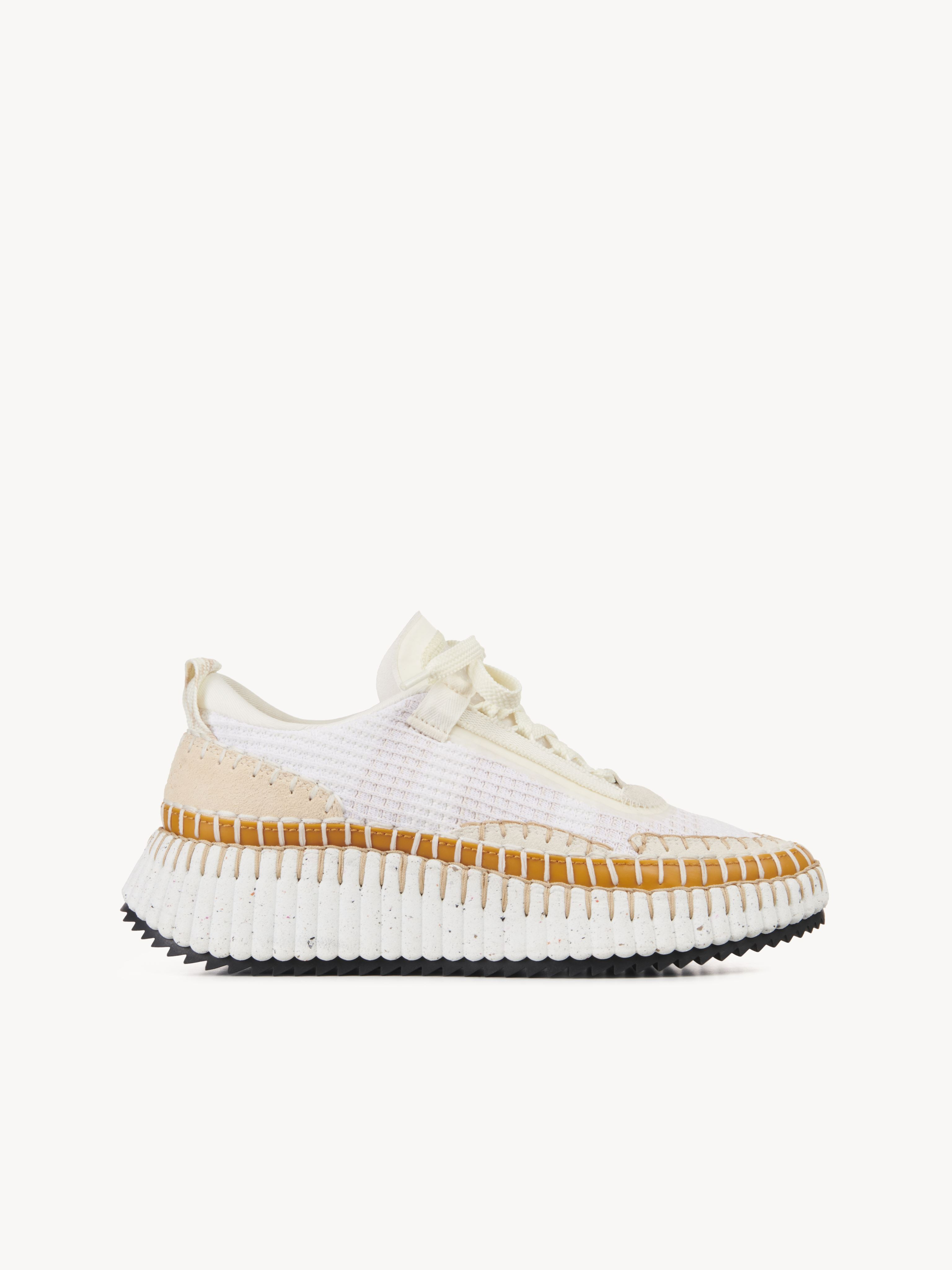 CHLOÉ Nama sneaker White Size 5 70% Polyester, 15% Nylon, 10% Cotton, 5% Thermoplastic polyurethane, | Chloe US