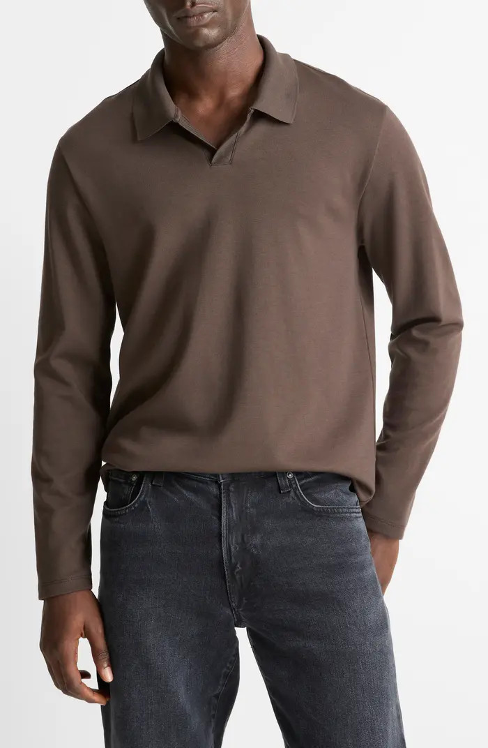 Milano Stitch Johnny Collar Long Sleeve Polo | Nordstrom