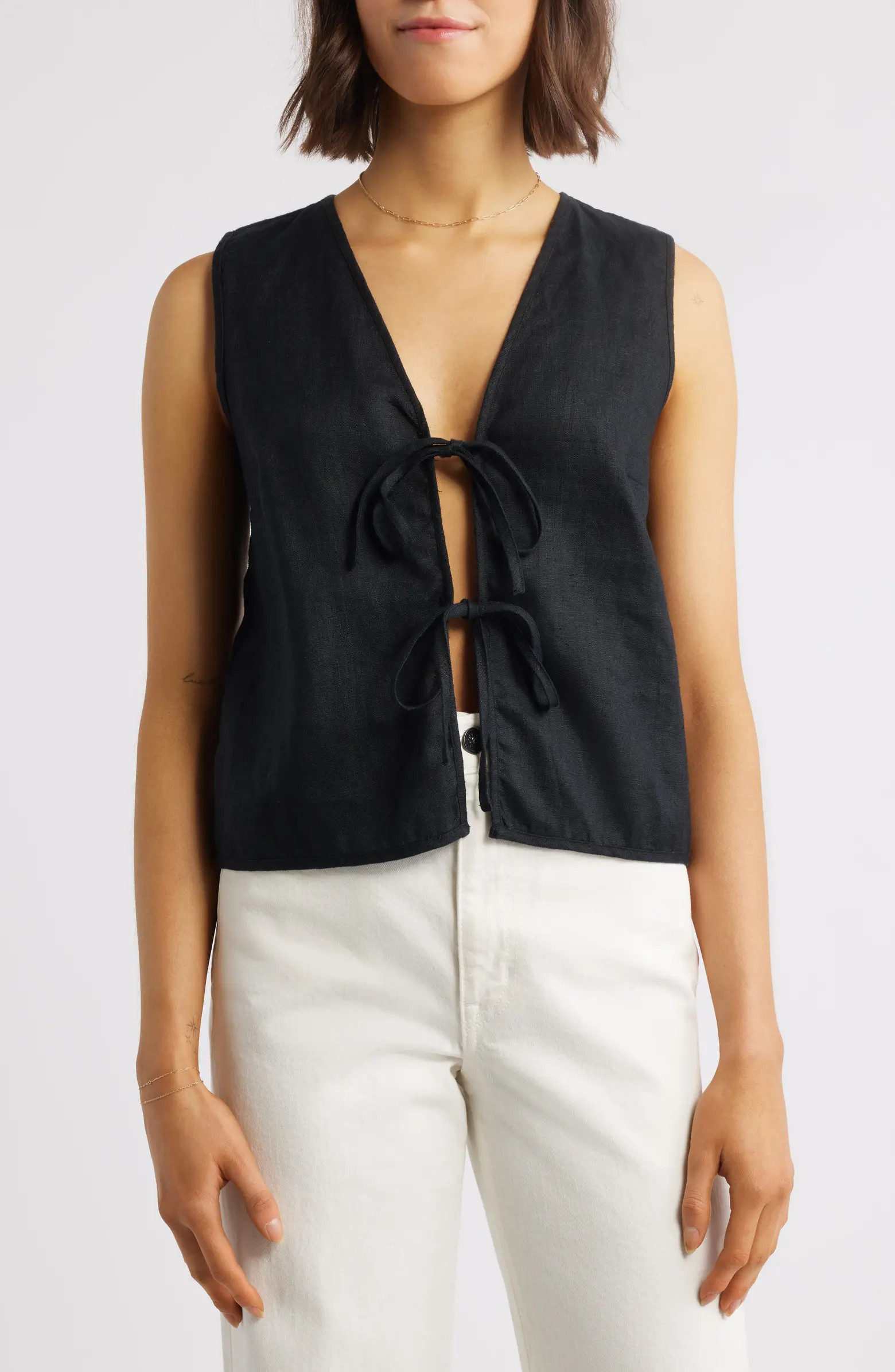 Rails Linen Tie Front Vest | Nordstrom | Nordstrom