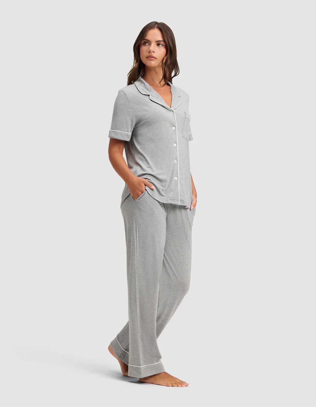 Women's Bamboo Stretch-Knit Short Sleeve & Pant Pajama Set | Cozy Earth