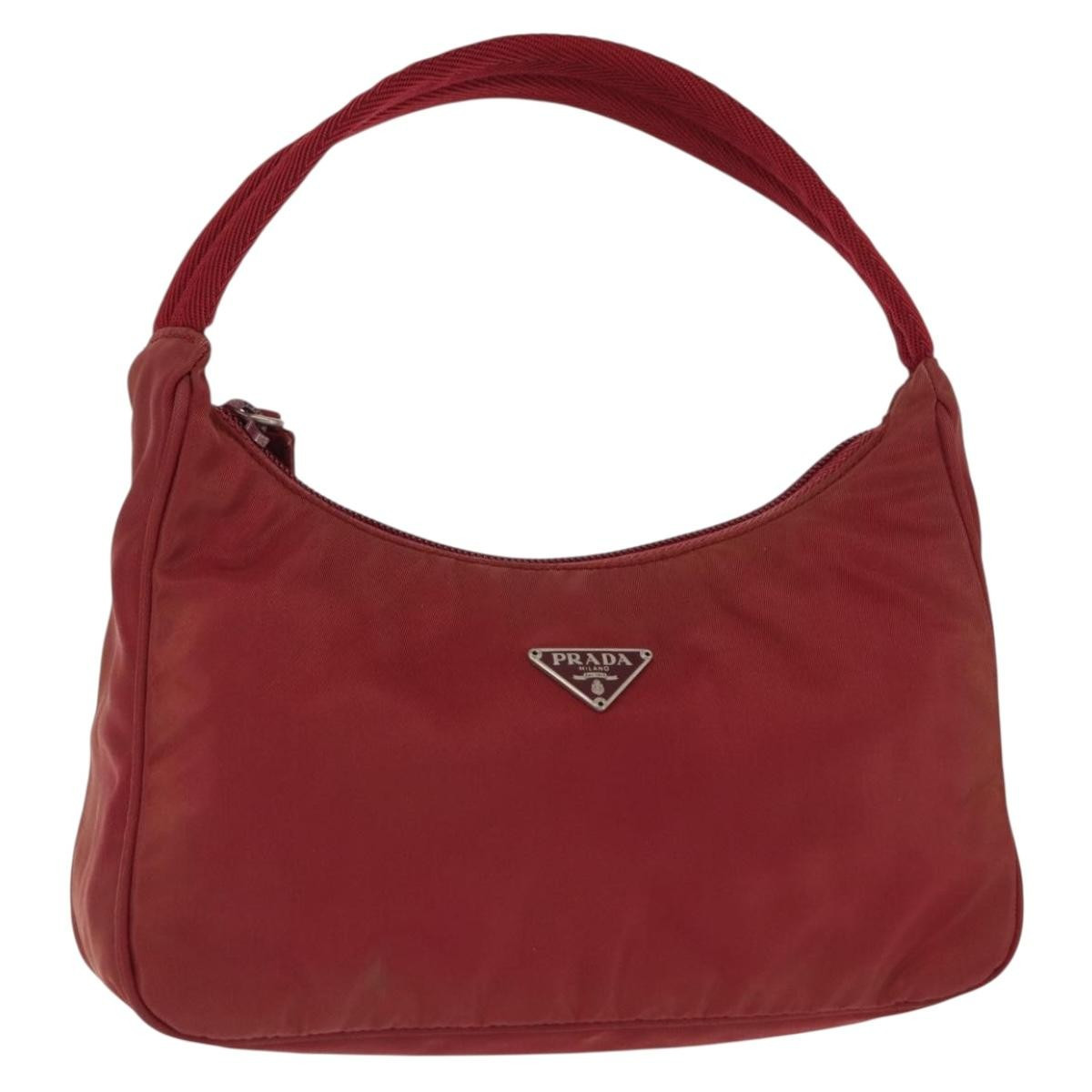PRADA Hand Bag Nylon Red Silver Auth 147144 | eBay US