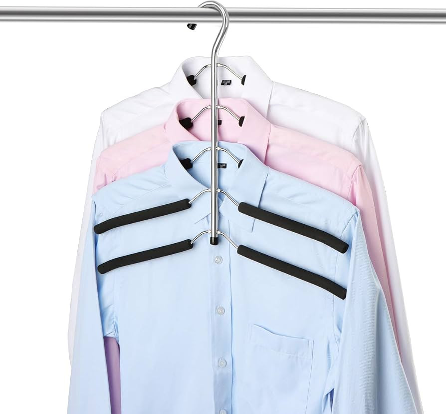 ZriEy 1 Pack 5 in 1 Clothes Hangers, Multi Layers Anti-slip Metal Coat Hangers, Multifunctional C... | Amazon (UK)