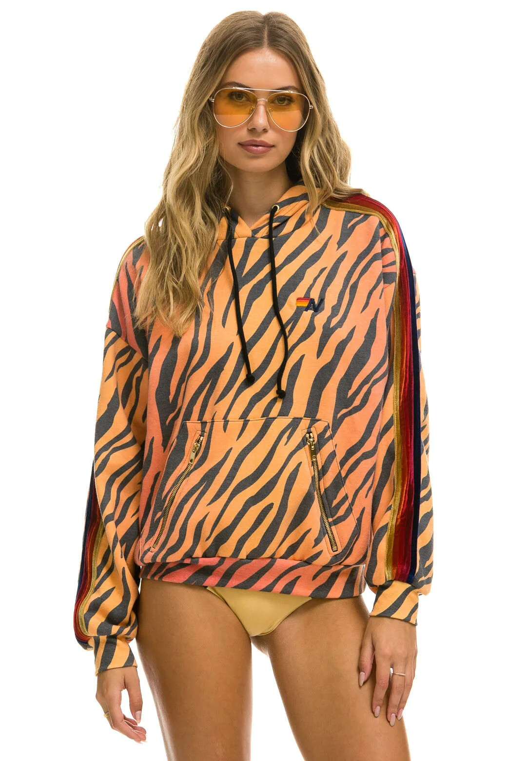 CLASSIC RELAXED PULLOVER HOODIE WITH ZIPPER POCKETS - TIGER | Aviator Nation