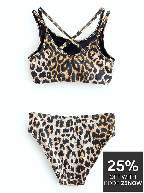 smALLSAINTS Older Girls Leopard Print Bikini Set - Brown | Very (UK)